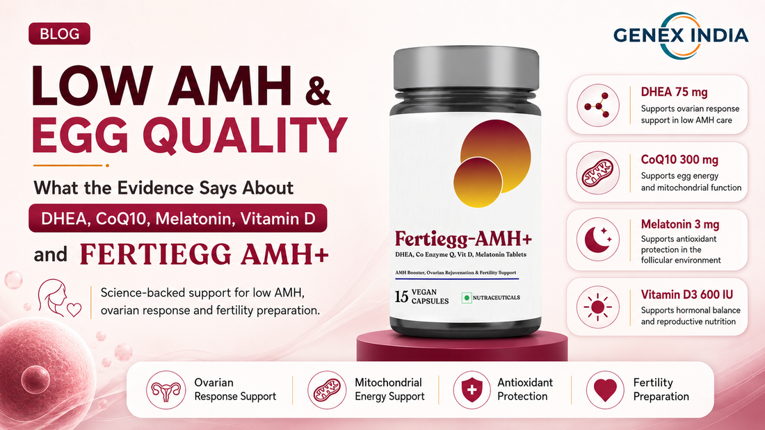 Low AMH and Egg Quality: What the Evidence Says About DHEA, CoQ10, Melatonin, Vitamin D, and FERTIEGG AMH+